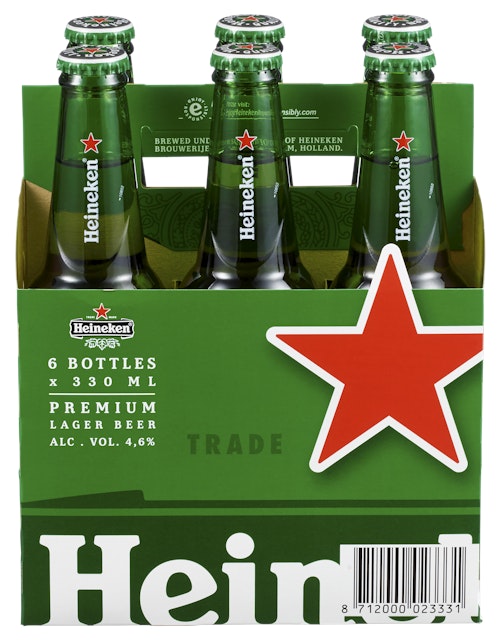 Heineken Flaske 0,33l x 6 stk, 1,98 l