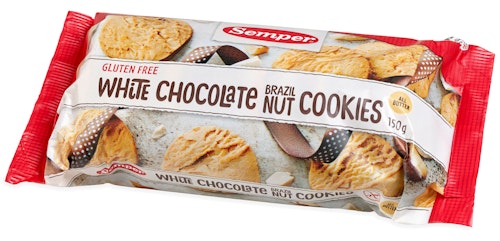 Bilde: © Semper / Kolonial.no Semper White Choco Nut Cookies Glutenfri, 150 g