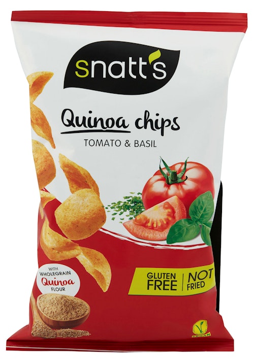 Bilde: © Snatts / Kolonial.no Snatts Quinoa Chips Tomat og Basilikum, 85 g