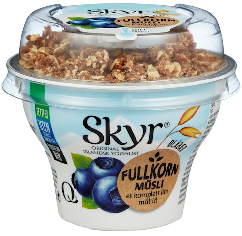 Bilde: © Q-meieriene / Kolonial.no Q-meieriene Skyr Blåbær Fullkorn Müsli 160 g
