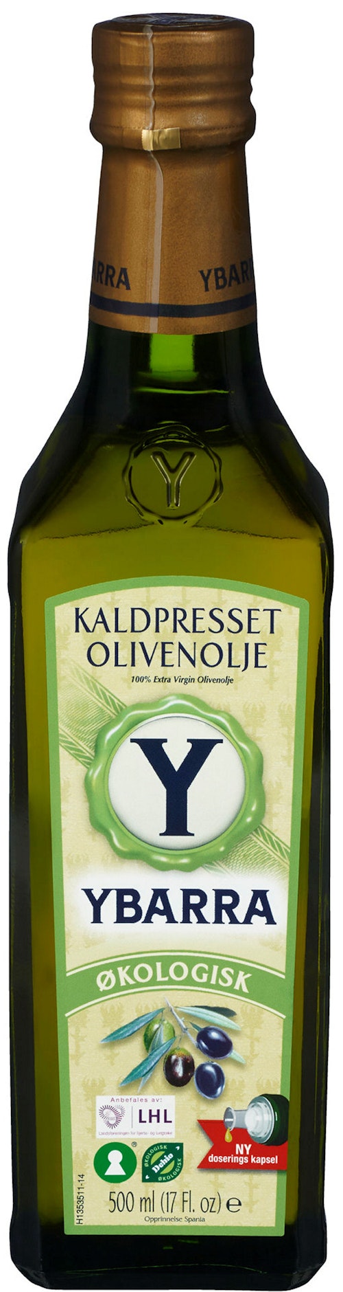Bilde: © Ybarra / Kolonial.no Ybarra Extra Virgin Olivenolje Økologisk, 0,5 l