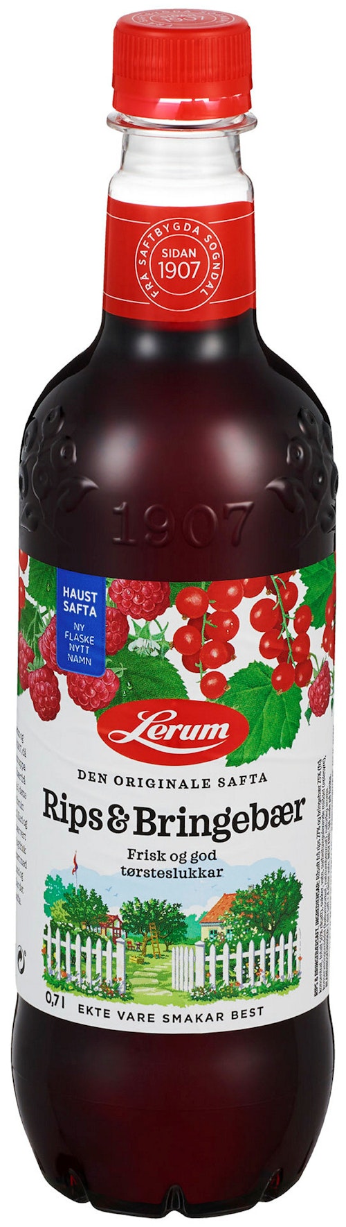 Bilde: © Lerum / Kolonial.no Lerum Rips & Bringebærsaft 0,7 l