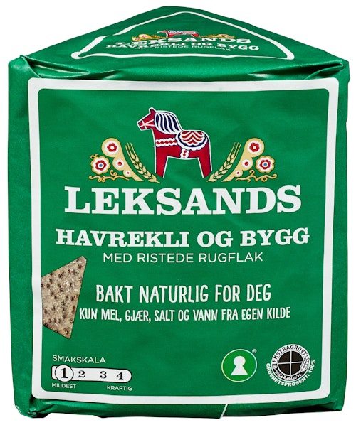 Bilde: © Leksands / Kolonial.no Leksands Knekkebrød Havrekli og Bygg, 190 g
