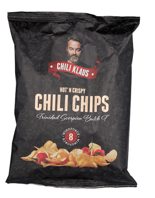 Chili Klaus chips med Chili Vindstyrke 8, 150 g
