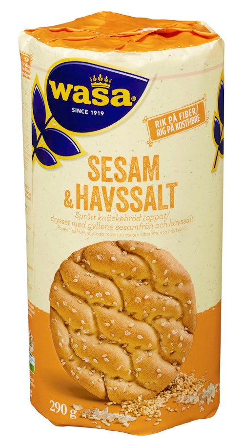 Bilde: © Wasa / Kolonial.no Wasa Knekkebrød Runde Sesam & Havsalt 290 g