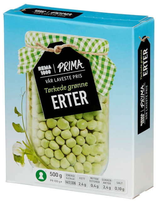 Bilde: © REMA 1000 / Kolonial.no REMA 1000 Tørkede Erter Grønne 500 g