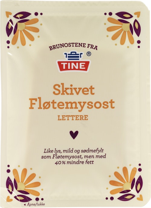 Bilde: © Tine / Kolonial.no Tine Fløtemysost Lettere Skivet, 130 g