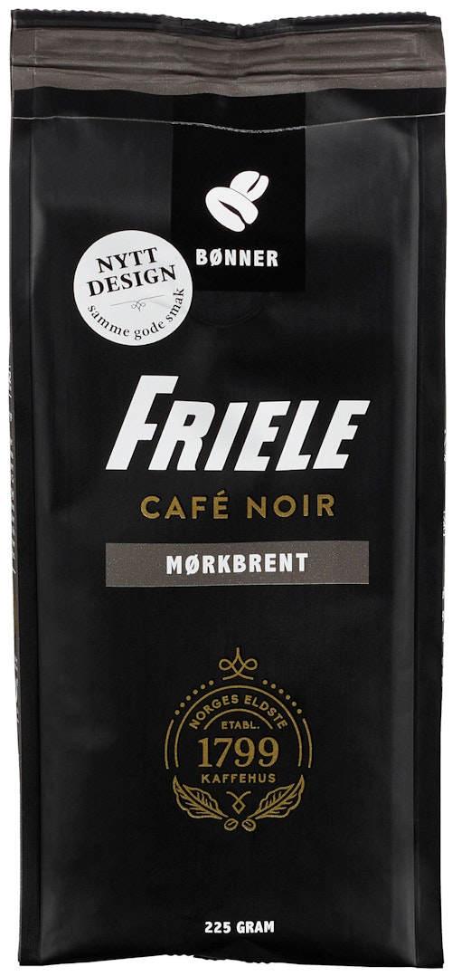 Bilde: © Friele / Kolonial.no Friele Cafe Noir Dark Fusion Hele bønner, 225 g