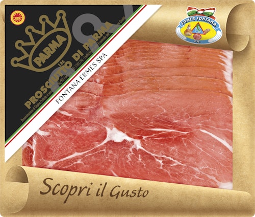 Bilde: © Ermes Fontana / Oda Ermes Fontana Parmaskinke i Skiver Lagret 16 Mnd, 150 g