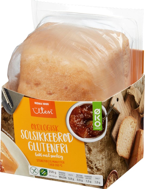 Bilde: © REMA 1000 / Kolonial.no REMA 1000 Uten Solsikkebrød Glutenfri Økologisk, 250 g