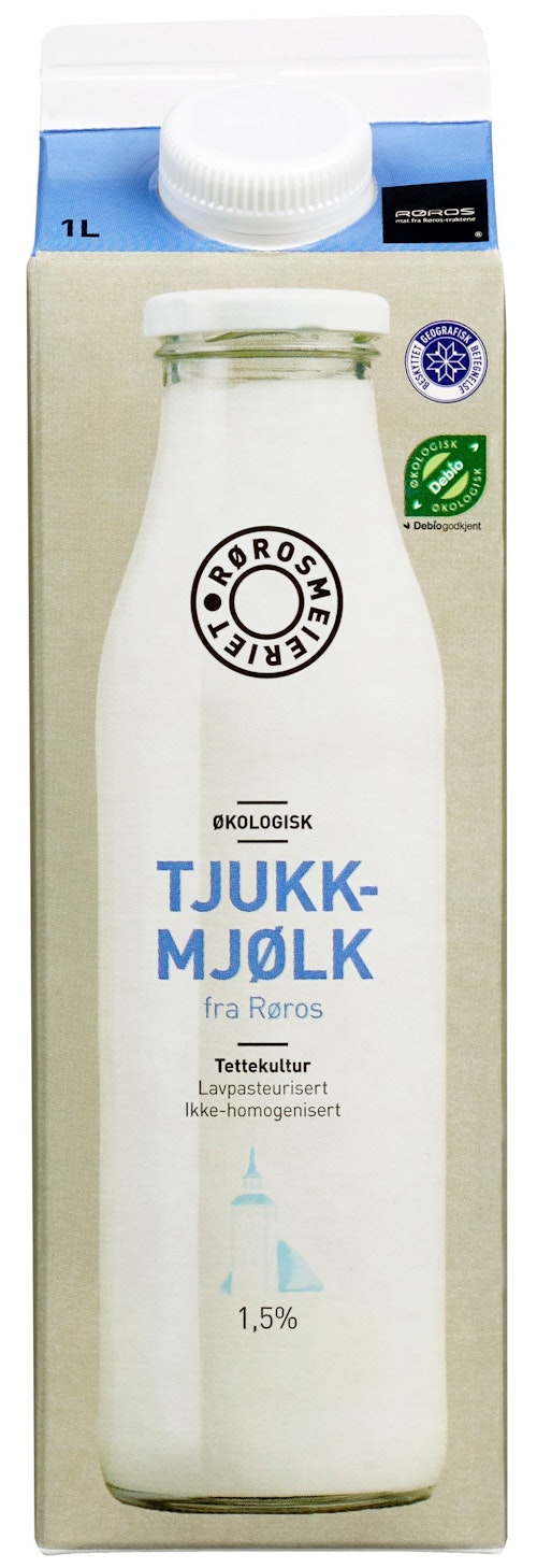 Bilde: © Rørosmeieriet / Kolonial.no Rørosmeieriet Økologisk Tjukkmjølk 1,5% fett, 1 l