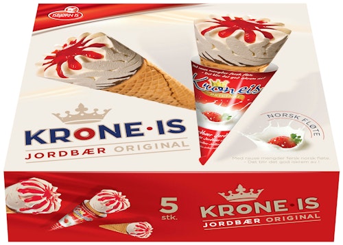 Krone-Is Jordbær 5 stk, 640 ml