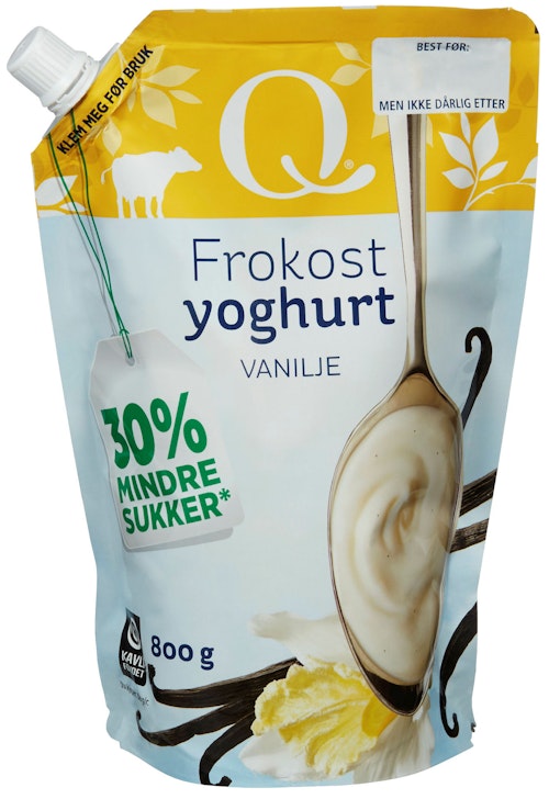 Bilde: © Q-meieriene / Kolonial.no Q-meieriene Frokostyoghurt Vanilje Pose, 800 g