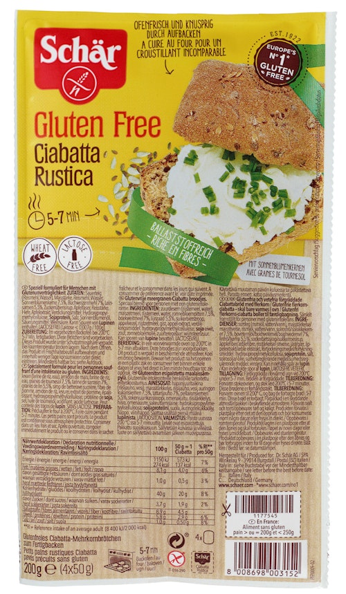 Bilde: © Schär / Kolonial.no Schär Ciabatta Rustica Glutenfri, 200 g