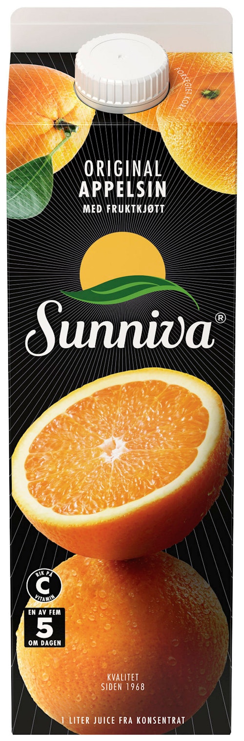 Bilde: © Sunniva / Kolonial.no Sunniva Sunniva Original Appelsinjuice Med Fruktkjøtt, 1 l