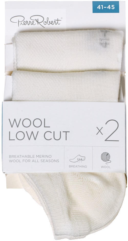 Bilde: © Pierre Robert / Kolonial.no Pierre Robert Wool Low Cut Sokker White, str. 41-45, 2 par