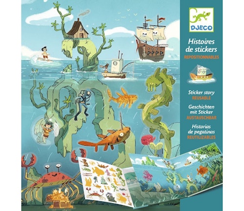 Djeco Gjenbrukbar klistremerkebok med motiver fra havet
