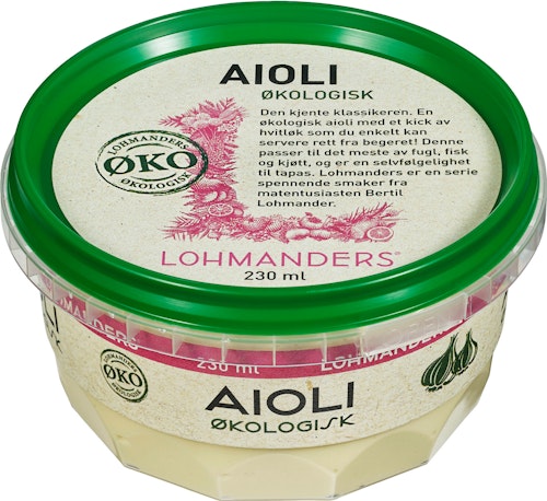Bilde: © Lohmanders / Kolonial.no Lohmanders Økologisk Aioli 230 ml