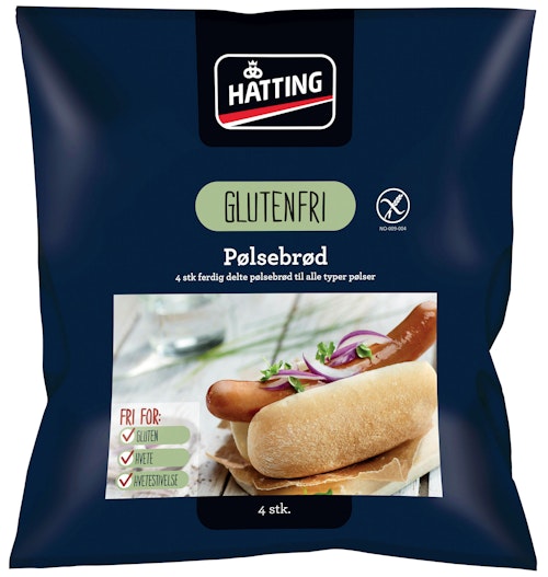 Bilde: © Hatting / Oda Hatting Glutenfrie Pølsebrød 4 stk