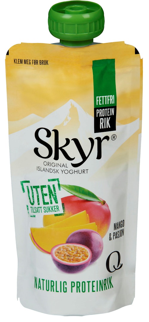 Bilde: © Q-meieriene / Kolonial.no Q-meieriene Skyr Mango og Pasjonsfrukt 140 g