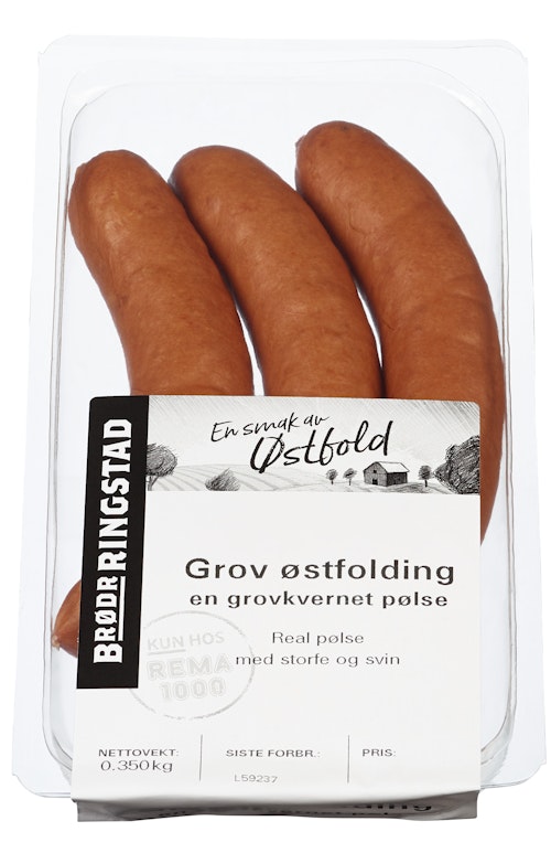 Bilde: © Brødr Ringstad / Oda Brødr Ringstad Grov Østfolding Grov Pølse, 3 stk