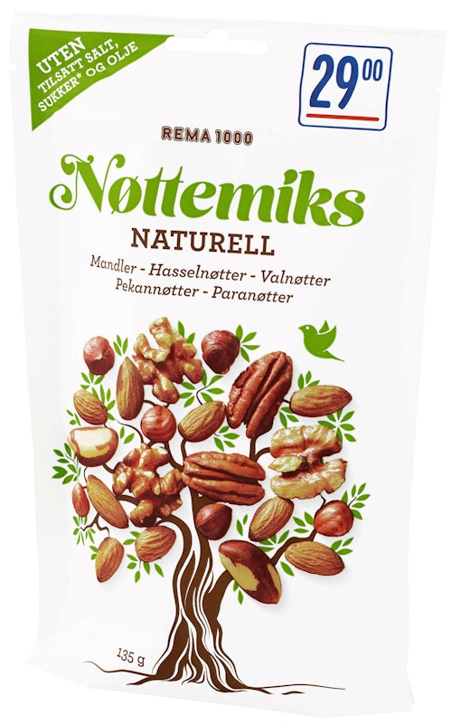 Bilde: © REMA 1000 / Kolonial.no REMA 1000 Nøttemiks Naturell 135 g