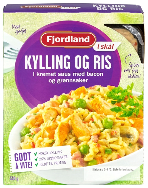 Bilde: © Fjordland / Kolonial.no Fjordland Kylling og Ris 330 g