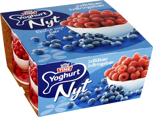 Bilde: © Tine / Kolonial.no Tine Yoghurt Blåbær & Bringebær 4x125g, 500 g