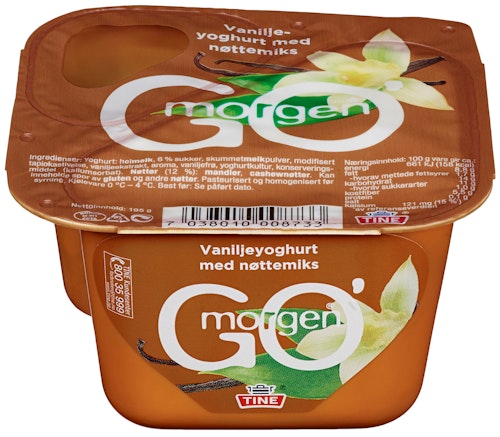 Bilde: © Tine / Kolonial.no Tine Go' Morgen Vaniljeyoghurt med nøttemix, 195 g