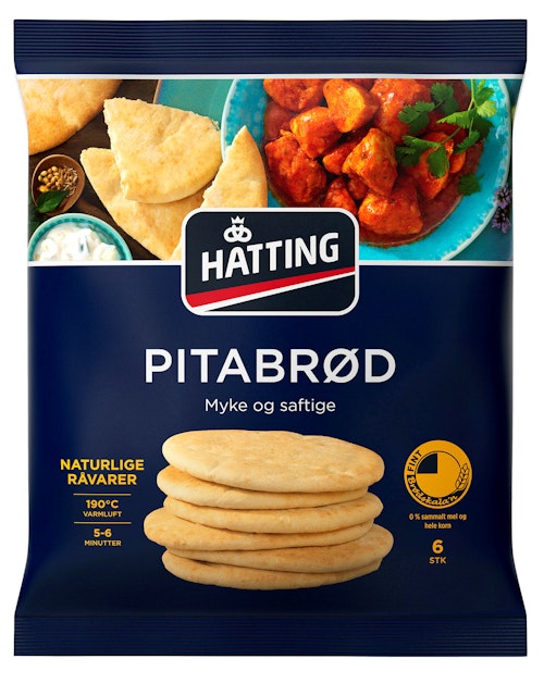 Bilde: © Hatting / Kolonial.no Hatting Pitabrød Fine, 6stk, 480 g