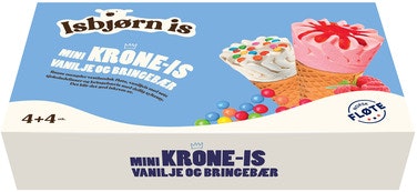 Bilde: © Isbjørn Is / Oda Isbjørn Is Mini Krone-Is Vanilje Og Bringebær 8 stk