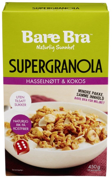 Bilde: © Bare Bra / Kolonial.no Bare Bra Supergranola med Hasselnøtt & Kokos 450 g