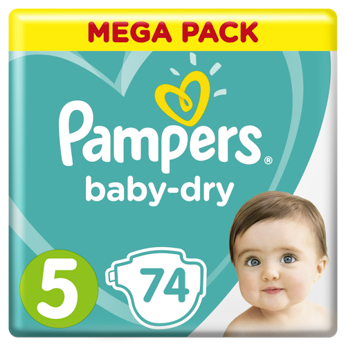 Bilde: © Pampers / Kolonial.no Pampers Pampers Bleie Baby Dry S5 11-16kg, 74 stk