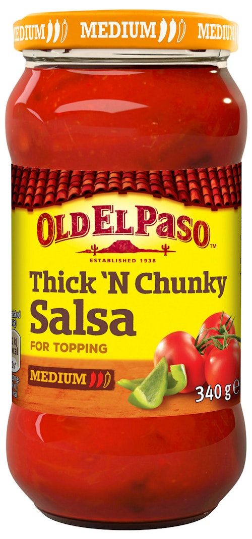 Bilde: © Old El Paso / Kolonial.no Old El Paso Salsa Thick'n Chunky Medium, 340 g