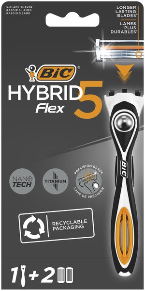 BIC Hybrid 5 Flex Barberhøvler For Menn Inkluderer 2 refilblader