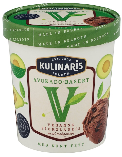 Bilde: © Kulinaris / Oda Kulinaris Vegansk Sjokolade Iskrem Avokado-basert, 0,5 l