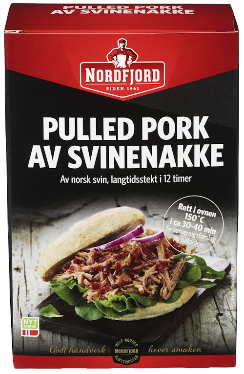 Nordfjord Pulled Pork Langtidskokt Svinenakke, 500 g