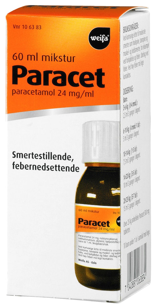 Bilde: © Weifa / Oda Weifa Paracet Mikstur 24mg, 60 ml