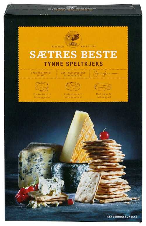 Bilde: © Sætre / Kolonial.no Sætre Tynne Speltkjeks Sætres Beste 100 g