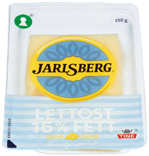 Bilde: © Tine / Kolonial.no Tine Jarlsberg Lettere 16% Skiver, 150 g