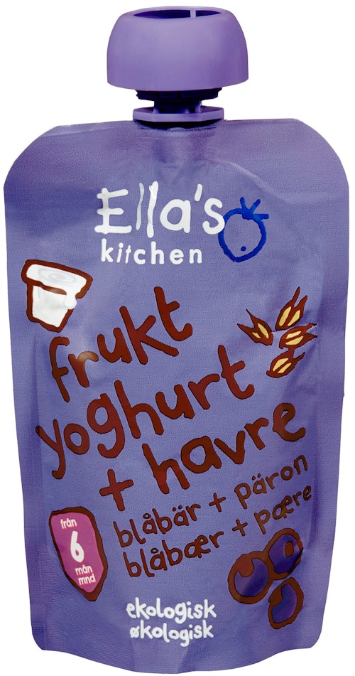 Ella's Kitchen Frukt Yoghurt + Havre, Blåbær + Pære Fra 6 mnd