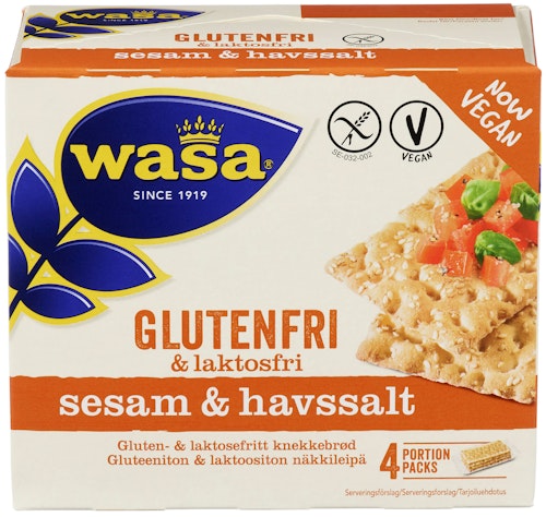 Bilde: © Wasa / Kolonial.no Wasa Sesam & Havsalt Glutenfri, 240 g