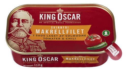 Bilde: © King Oscar / Oda King Oscar Skinnfri Makrell Chili 110 g