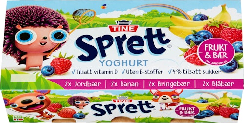 Bilde: © Tine / Kolonial.no Tine Sprett Yoghurt Fruktmiks 8 x 125g, 1000 g