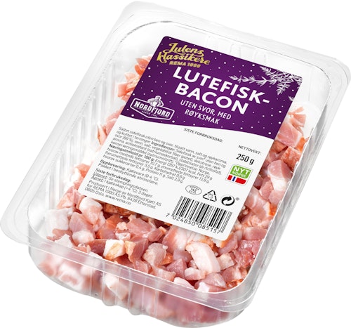 Bilde: © Nordfjord / Kolonial.no Nordfjord Bacon i Terninger Lutefiskbacon, 250 g