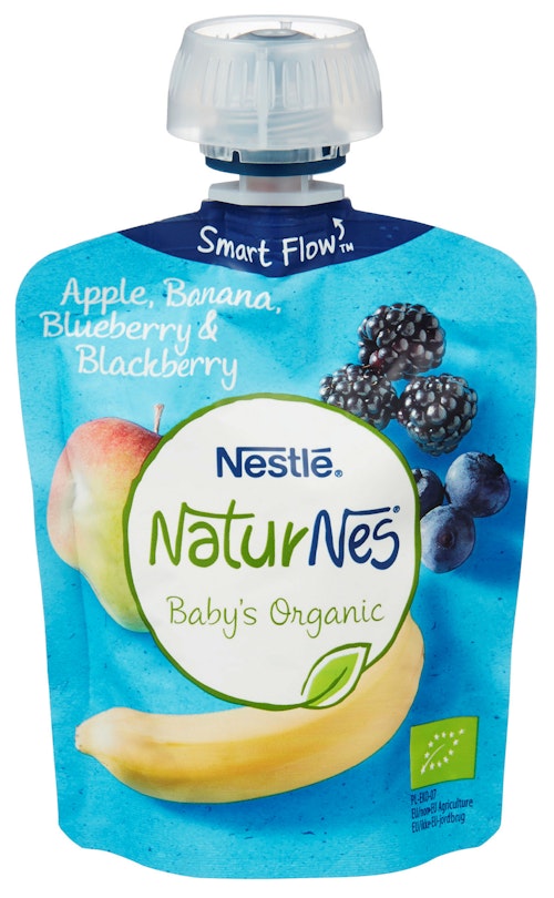 Bilde: © Nestlé / Kolonial.no Nestlé Min Frukt Eple & Bjørnebær Smoothie Økologisk, 90 g