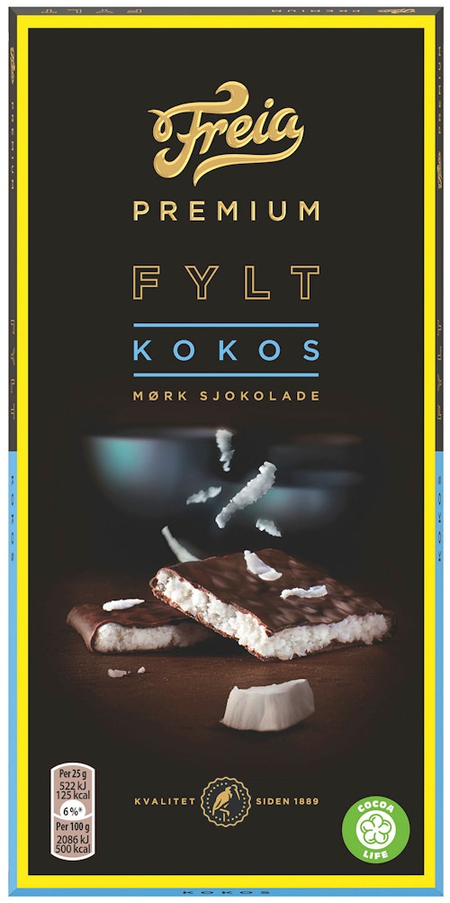 Bilde: © Freia / Kolonial.no Freia Premium Fylt Kokos 150 g
