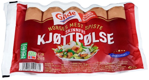 Bilde: © Gilde / Kolonial.no Gilde Røkt Kjøttpølse Skinnfri, 450 g