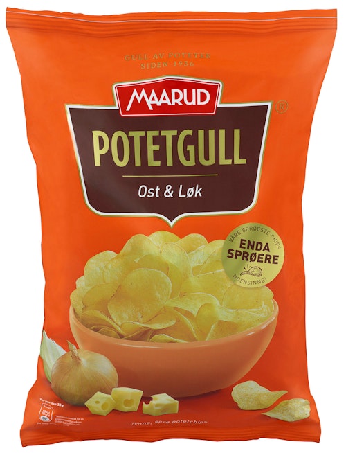 Bilde: © Maarud / Kolonial.no Maarud Potetgull Ost & Løk 200 g