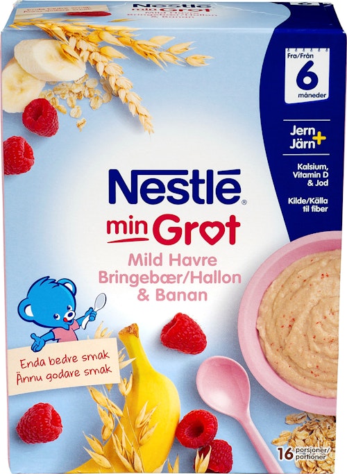 Bilde: © Nestlé / Oda Nestlé Min Grøt Mild Havre Bringebær Fra 6 mnd, 480 g